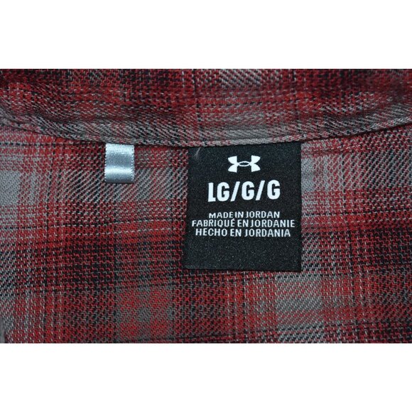Under Armour UA Tradesman Flex LS Men's Shirt Size L Red Plaid Flannel Snap Up - Picture 8 of 14